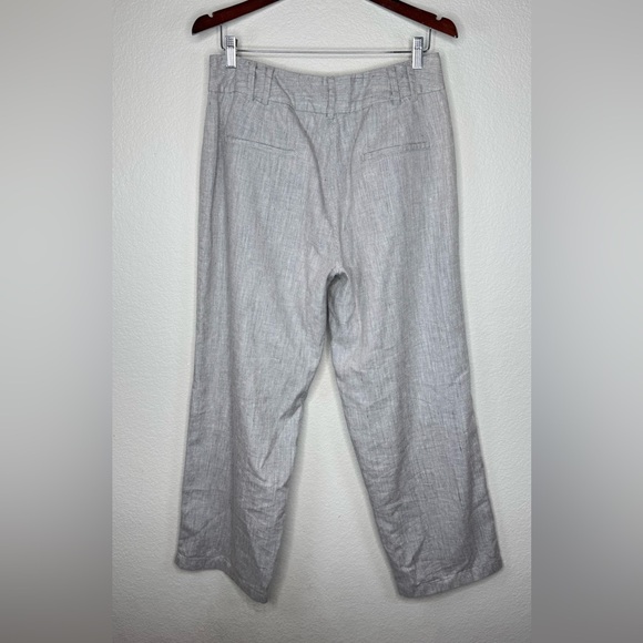 Poetry Wide-Leg Linen Blend Wide Leg Trousers US 10‎ High Rise Front Zip Career - Picture 6 of 8